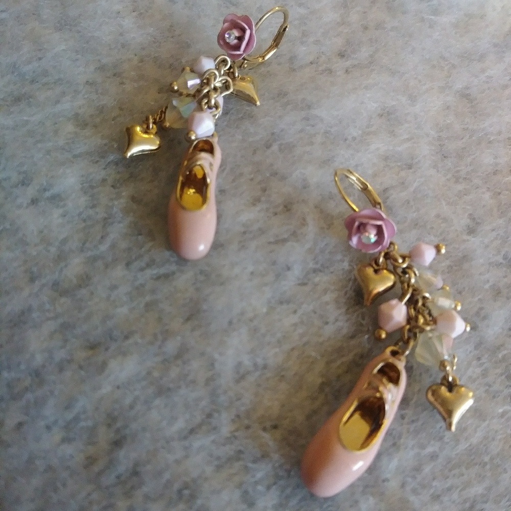 Betsey Johnson Pink Ballet Slipper Earrings